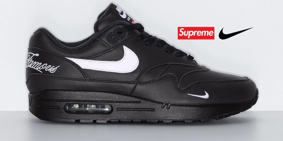 Supreme × Nike Air Max 1 Black SS25 28cm Nike Air Max 1 '87 SP Supreme Black White Men's - HF8813-001 - US
