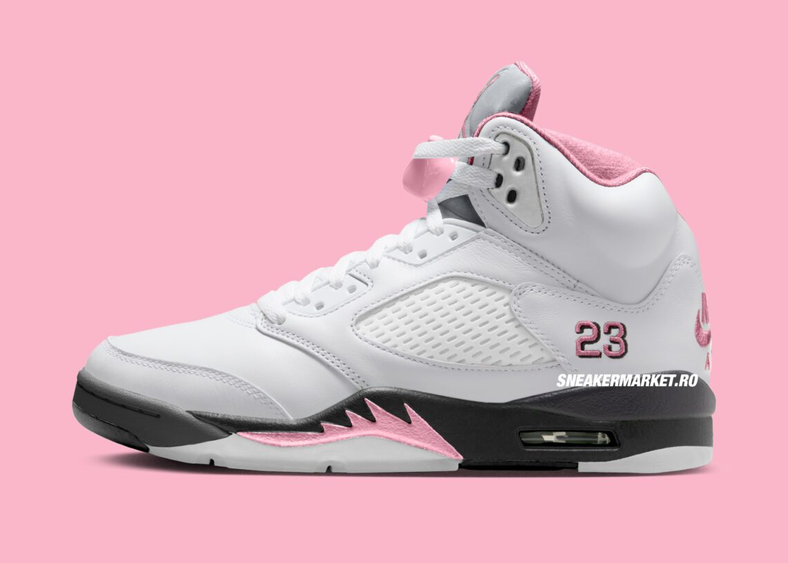 Air Jordan 5 Retro White Medium Soft Pink Black HQ7978-102 Release Date